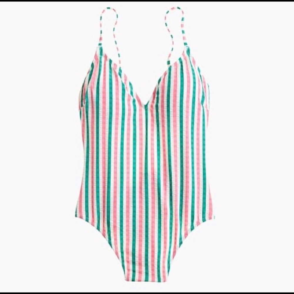 J. Crew one-piece in suckered contrast stripe